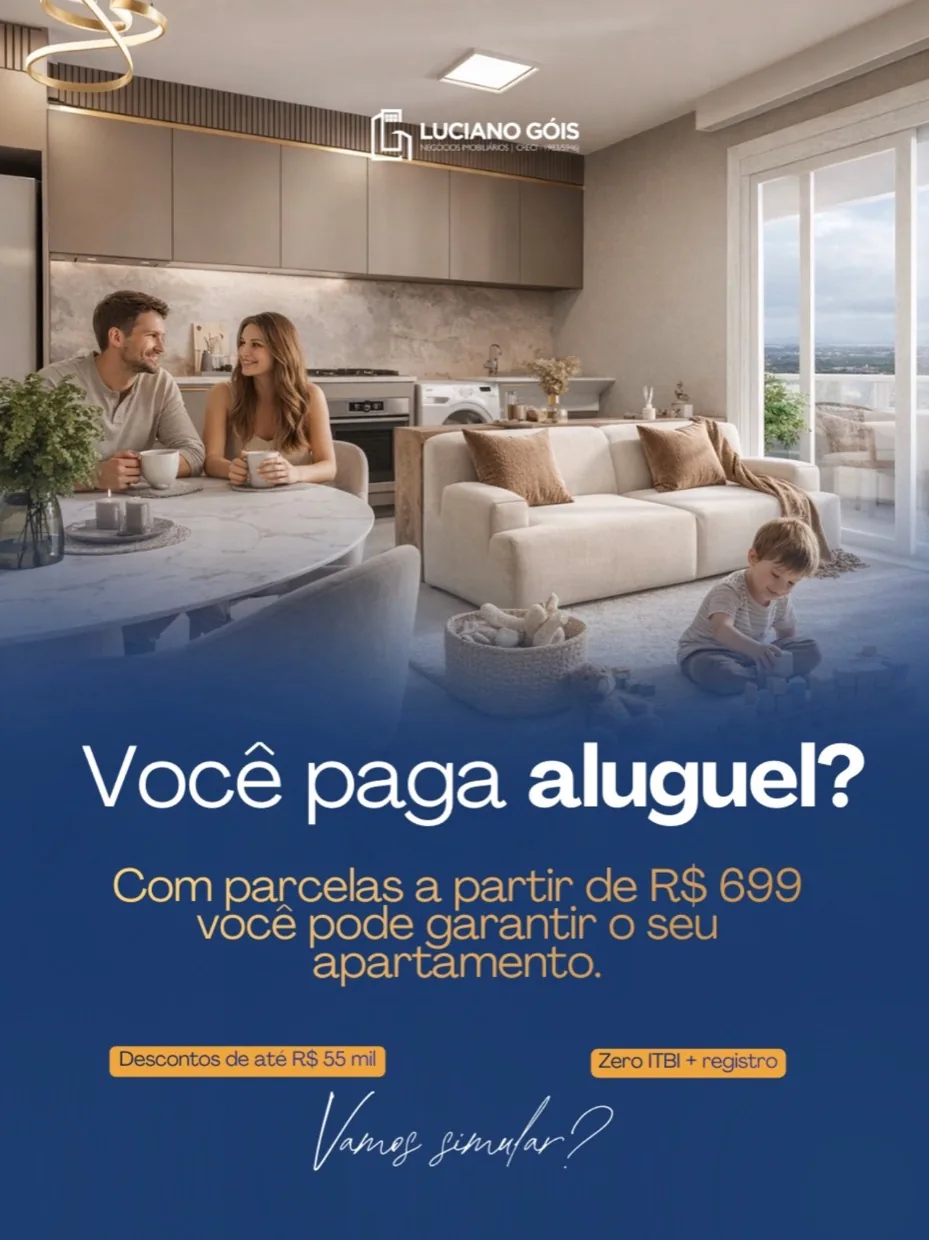 Você paga aluguel? Parcelas a partir de R$ 699 para garantir o seu apartamento, com descontos de até R$ 55 mil e zero ITBI
